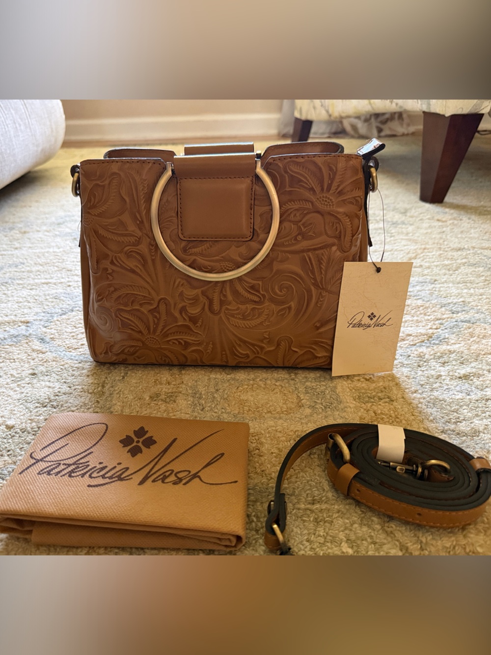 Patricia Nash Tooled Leather Crossbody Bag in Brown